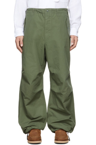 Engineered Garments: Khaki Cotton Ripstop Over Trousers | SSENSE Canada