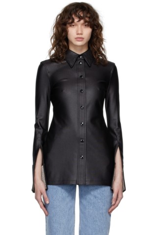 Black Crystal Cuff Shirt by Alexander Wang on Sale