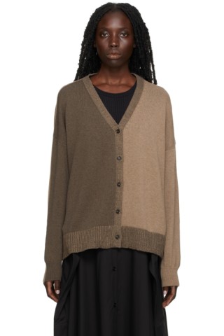 Tan Elbow Patch Cardigan by MM6 Maison Margiela on Sale