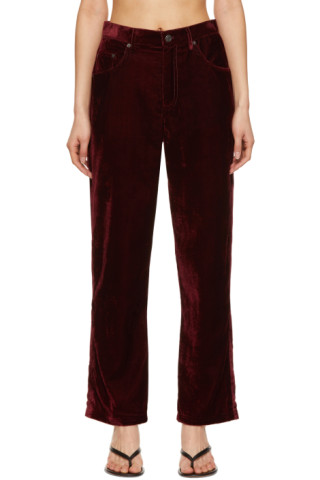 Marc Jacobs: Red 'The Liquid Velvet' Trousers | SSENSE