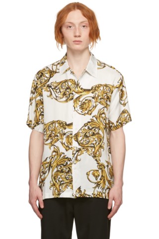 Versace Jeans Couture: White Regalia Baroque Short Sleeve Shirt | SSENSE