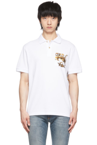 Versace Jeans Couture: White Regalia Baroque Polo | SSENSE