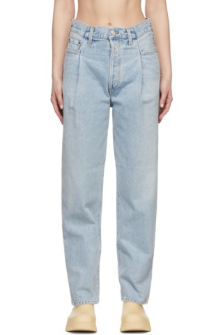 Blue Fold Waistband Jeans by AGOLDE on Sale