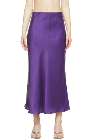 Purple Silk Midi Skirt by Silk Laundry on Sale