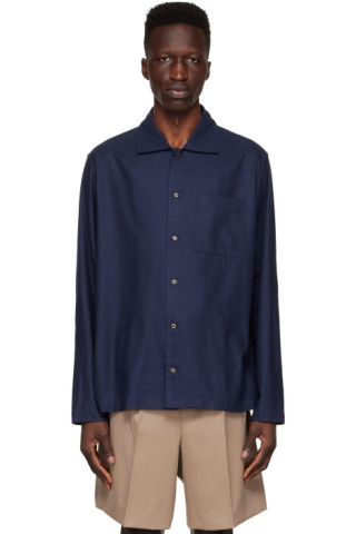 Another Aspect: Navy Silk Shirt | SSENSE