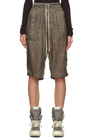 Rick Owens: Grey Fogcatcher Shorts | SSENSE