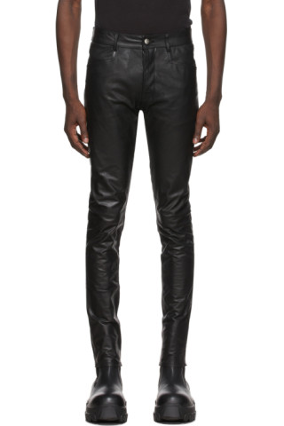 Rick Owens: Black Leather Tyrone Pants | SSENSE