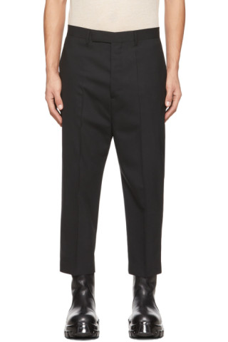 Black Astaires Cropped Trousers by Rick Owens on Sale