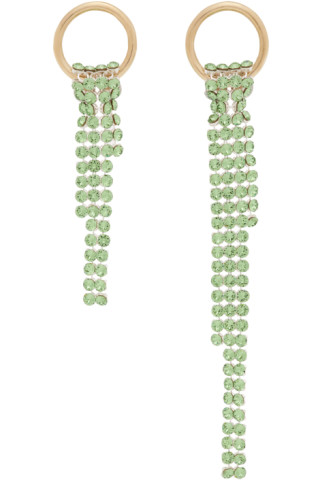 Justine Clenquet: SSENSE UK Exclusive Gold & Green Shanon Earrings | SSENSE