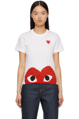 Comme des Garçons Play Heart Face Graphic Tee in White at Nordstrom, Size Medium