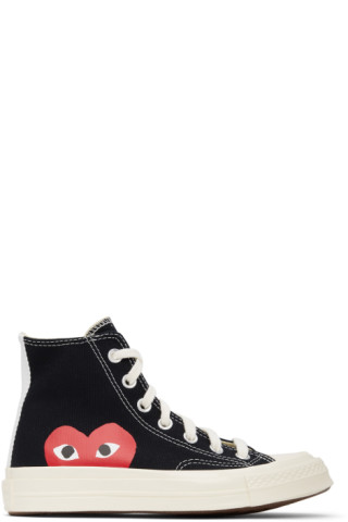sindsyg de Enkelhed Comme des Garçons Play: Black Converse Edition Half Heart Chuck 70 High  Sneakers | SSENSE