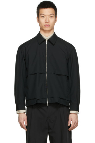 rito structure: Black Wool Blouson Jacket | SSENSE