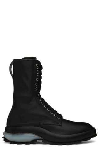 Jil Sander: Black Leather Lace-Up Boots | SSENSE