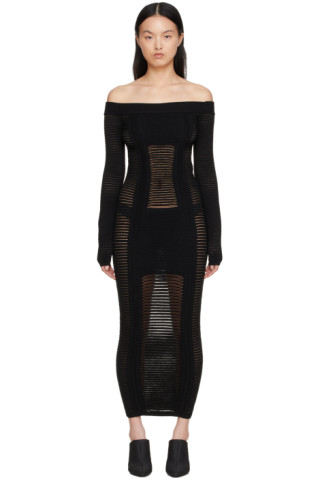 【関税込み】Balmain ブラック ビスコース ミディアムドレス Balmainのブラック ビスコース ミディアムドレスがセール中