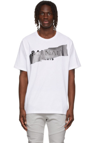 Balmain: White Cotton T-Shirt | SSENSE