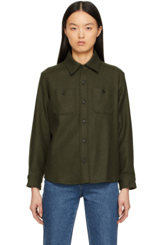 A.P.C.: Khaki Aleksandra Overshirt | SSENSE