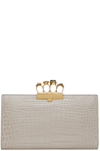 Silver 'Skull Four-Ring' clutch Alexander McQueen - Vitkac TW