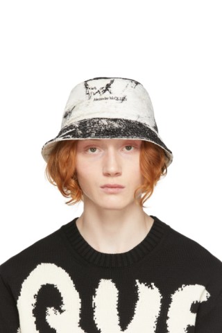 Alexander McQueen: Black & Off-White William Blake Dante Bucket Hat ...