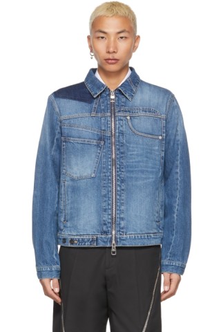 Alexander McQueen: Blue Washed Organic Cotton Denim Jacket | SSENSE