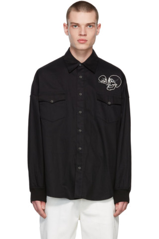 Alexander McQueen: Black Light Gabardine Shirt | SSENSE