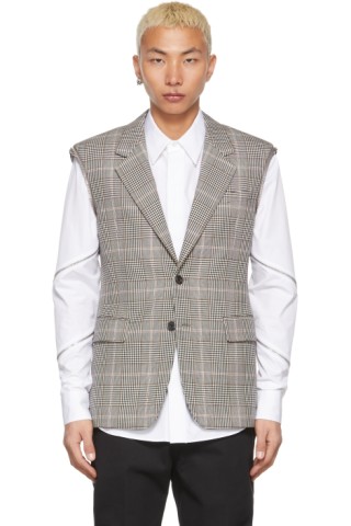 White \u0026 Black Houndstooth Blazer Vest 