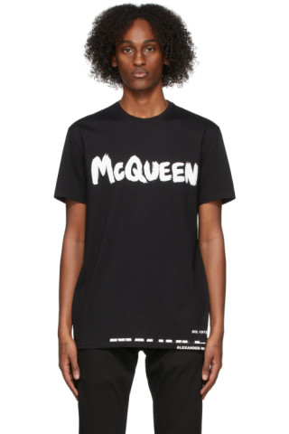 Alexander McQueen: ブラック ロゴ T シャツ | SSENSE 日本