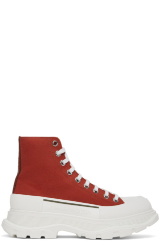 Alexander McQueen Red Tread Slick Low Sneakers - ShopStyle