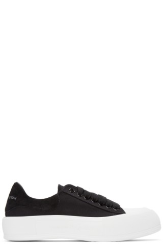 Alexander McQueen: Black & White Deck Plimsoll Sneakers | SSENSE