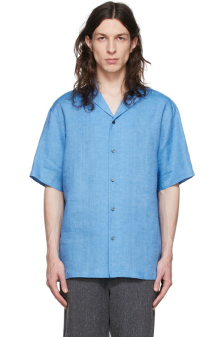 Z Zegna: Blue Linen Shirt | SSENSE