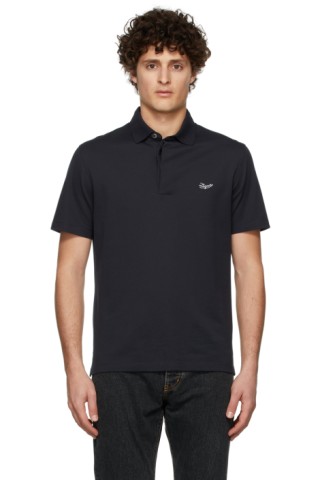 Ermenegildo Zegna: Navy Cotton Polo | SSENSE