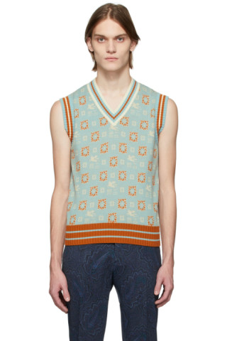 Etro Knitted Vest with Jacquard Geometric Pattern