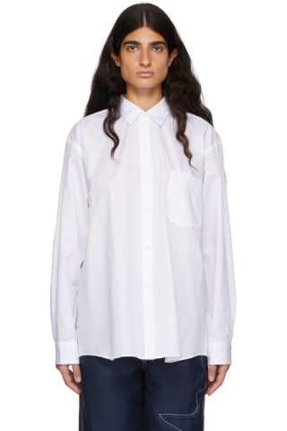 White Cotton Poplin Shirt by Comme des Garçons Shirt on Sale