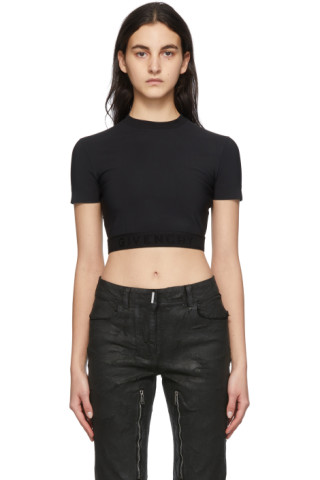 Givenchy: Black Cropped Logo T-Shirt | SSENSE