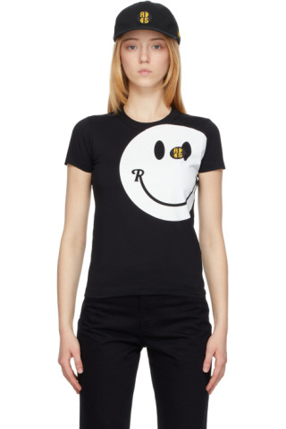 Raf Simons: Black Smiley Edition Graphic T-Shirt | SSENSE