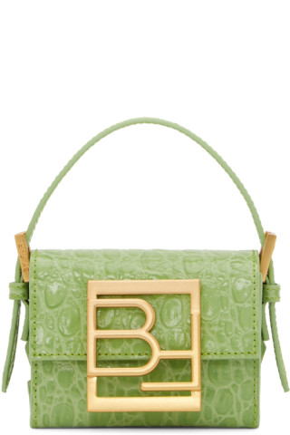 BY FAR: Green Croco Micro Fran Shoulder Bag | SSENSE