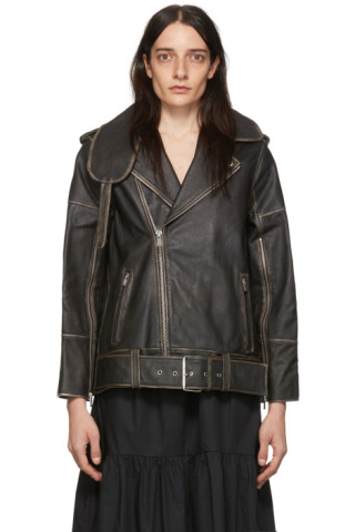 by Malene Birger: Black Beatrisse Leather Jacket | SSENSE Canada