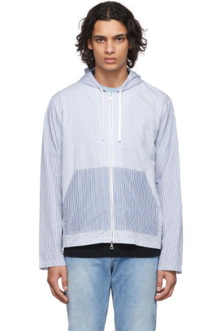 Officine Générale: Blue & White Balthazar Jacket | SSENSE