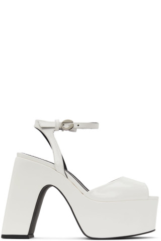 White Bridge Heeled Sandals by Coperni on Sale