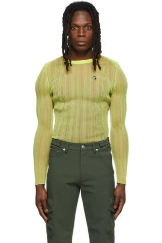 Coperni: SSENSE Exclusive Green Sheer Long Sleeve T-Shirt | SSENSE