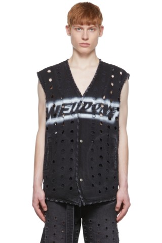 웨일든 블랙 코튼 조끼