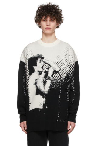 White & Black Portrait Sweater by We11done on Sale