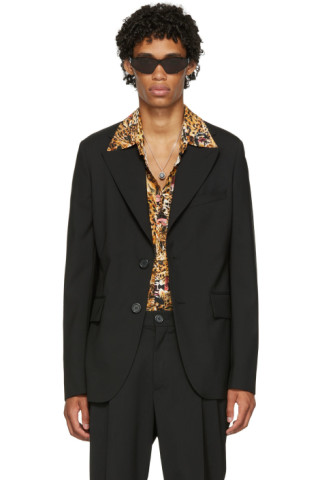 Louis Vuitton Black / Yellow Floral Buttoned Silk Trim Blazer Wool  ref.937884 - Joli Closet