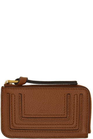 Chloé: Tan Marcie Half-Zip Card Holder | SSENSE