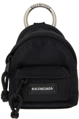 Balenciaga: Black Micro Backpack Keyring SSENSE