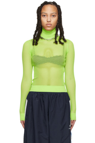 Balenciaga: Green Mesh Turtleneck | SSENSE