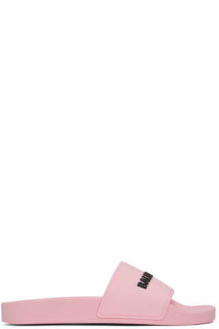 Pink Logo Pool Slides by Balenciaga on Sale