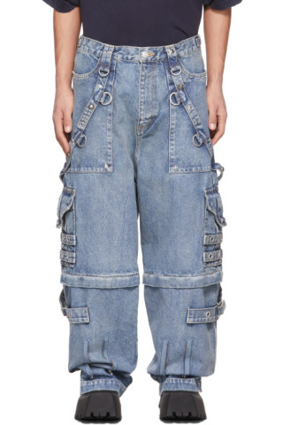 Balenciaga: Blue Baggy Raver Jeans | SSENSE