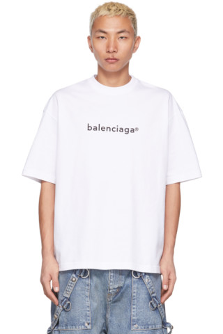 White Copyright Logo T-Shirt by Balenciaga on Sale