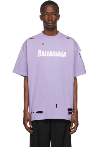 Balenciaga: Purple Cotton T-Shirt | SSENSE