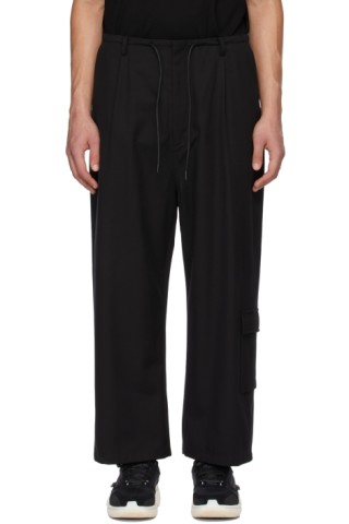 Black Pleated Cargo Pants by Juun.J on Sale